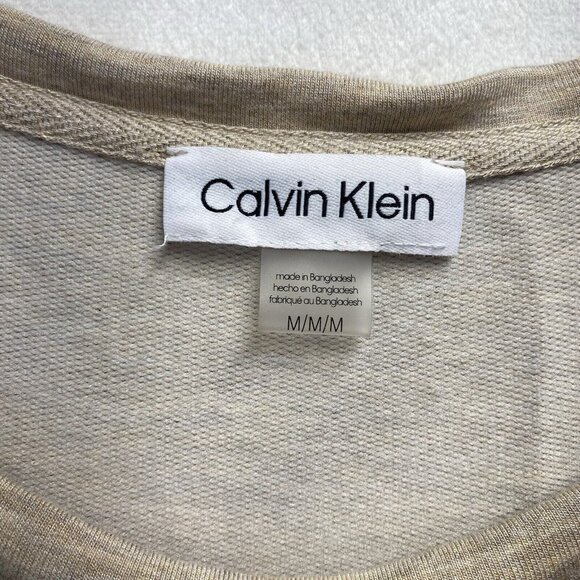 Calvin Klein Round Neck Drawstring Waist Sleeveless Dress Women Medium Beige - Picture 7 of 16